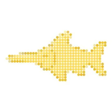 Yellow Gummy Candy Fish Shape Made of Small Round Dots. Иллюстрация