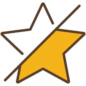 Yellow half star rating flat icon with thick outline. Stock Illustration