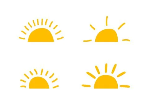 Yellow half sun vector icon logo. Silhouette circle sun summer sunshine Stock Illustration