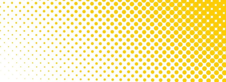 Yellow halftone corner gradient texture. Fading cartoon polka dot background Stock Illustration