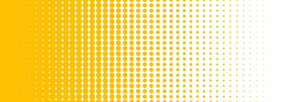 Yellow halftone gradient texture. Vanishing cartoon polka dot background Stock Illustration