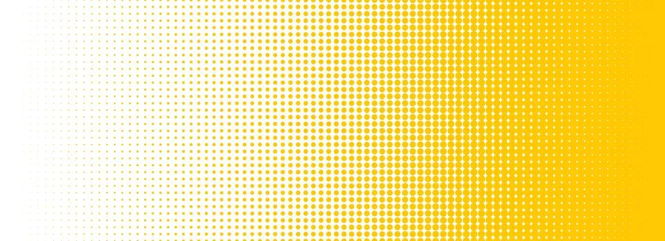 Yellow halftone gradient texture. Vanishing cartoon polka dot background Illustrazione stock