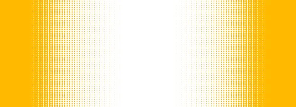 Yellow halftone gradient texture. Vanishing cartoon polka dot background. Dotted Illustrazione stock