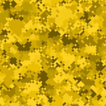 Yellow halftones pixel clouds seamless pattern vector background texture Stockillustratie