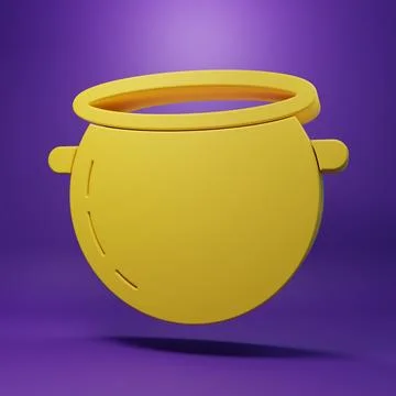 Yellow Halloween witch cauldron icon isolated on purple background. Happy H.. Stock Illustration