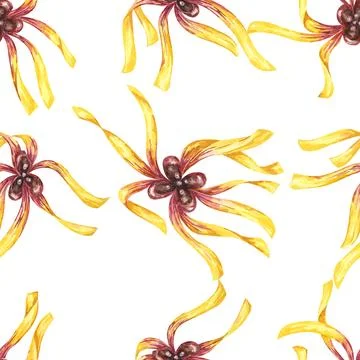 Yellow hamamelis flowers seamless pattern. Witch hazel textile, cosmetics 库存插图