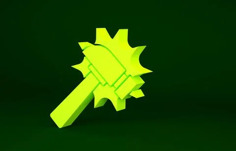 Yellow Hammer icon isolated on green background. Tool for repair. Minimalism  イラスト素材