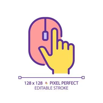 Yellow hand with computer mouse RGB color icon Illustrazione stock