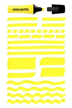 Yellow hand drawn highlight lines, layered boxes Stock Illustration