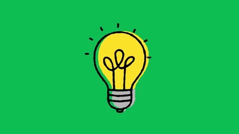 Yellow hand drawn scribble light bulb icon seamless loop animation. Stock Footage 340851531