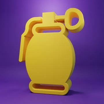 Yellow Hand grenade icon isolated on purple background. Bomb explosion. Min.. Stock Illustration