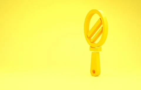 Yellow Hand mirror icon isolated on yellow background. Minimalism concept. 3d Stock Illustration