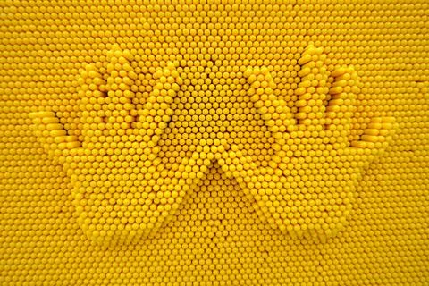 Yellow hand pattern Foto stock