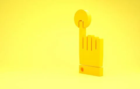 Yellow Hand touch and tap gesture icon isolated on yellow background. Click h イラスト素材