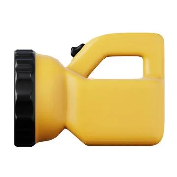 Yellow handheld flashlight high quality 3D render illustration icon. Stock Illustration