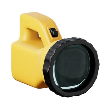 Yellow handheld flashlight high quality 3D render illustration icon. Stock Illustration