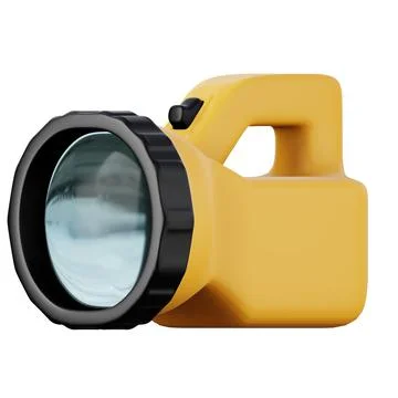 Yellow handheld flashlight high quality 3D render illustration icon. Stock Illustration