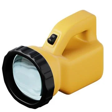 Yellow handheld flashlight high quality 3D render illustration icon. Stock Illustration