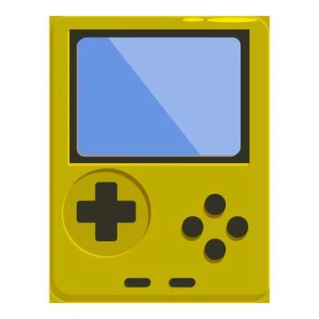Yellow handheld game console displaying blue screen Stockillustratie