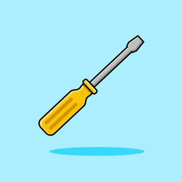 Yellow Handle Flathead Screwdriver Tool Vector Stock Illustration