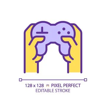 Yellow hands with controller RGB color icon 스톡 일러스트