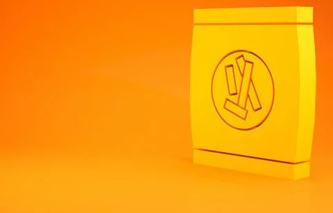 Yellow Hard bread chucks crackers icon isolated on orange background. Minimal Illustrazione stock