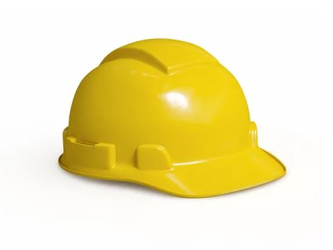 Yellow hard hat of construction worker isolated on white Stock Illustration