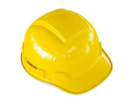 Yellow hard hat of construction worker isolated on white 스톡 일러스트