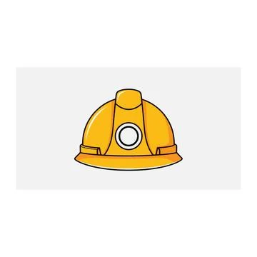 Yellow hard hat icon: construction, safety, workwear, builder symbol Stock Illustration