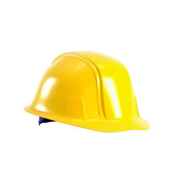 Yellow hard hat isolated on white. 3d render. Yellow helmet for Labour Day Stock Illustration
