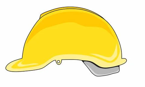 A yellow hard hat with a white visor Stock Illustration