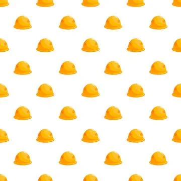 Yellow hard hats creating seamless safety pattern Stock Illustration