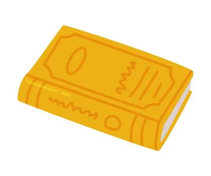 Yellow hardback book. Science, hobby, education concept cartoon vector Stock Illustration