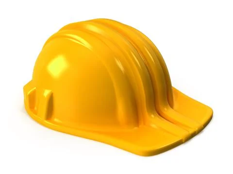 Yellow hardhat isolated on white background. 3D illustration Stock Illustration