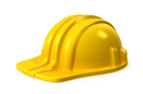 Yellow hardhat isolated on white background. 3D illustration Stock Illustration