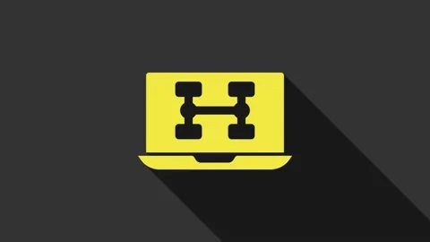 Yellow Hardware diagnostics condition of car icon isolated on grey background Stock Footage 147708167