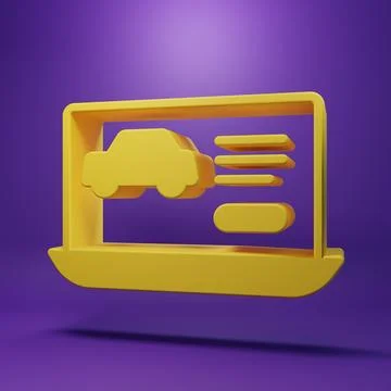 Yellow Hardware diagnostics condition of car icon isolated on purple backgr.. Stock Illustration