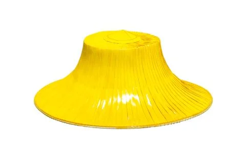 Yellow Hat for the farmer use when farming Isolate hat on white background. Foto stock