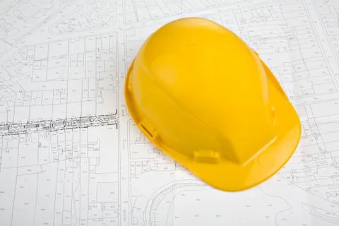 Yellow hat on project Stock Photos