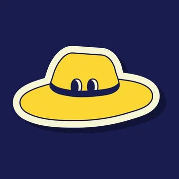Yellow hat vector illustration with two eyes peeking out Stock Illustration