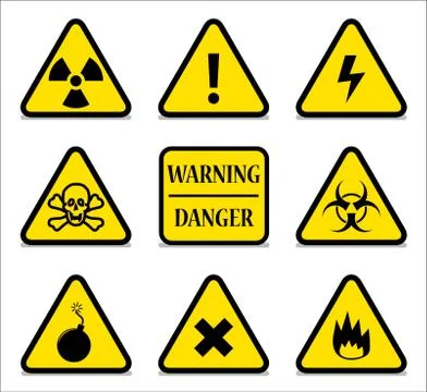 Yellow Hazard Signs With Shadow Stock Illustration