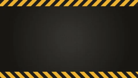 Yellow Hazard Striped Caution Border Dark Metallic Background Loop Stock-Footage 347249688