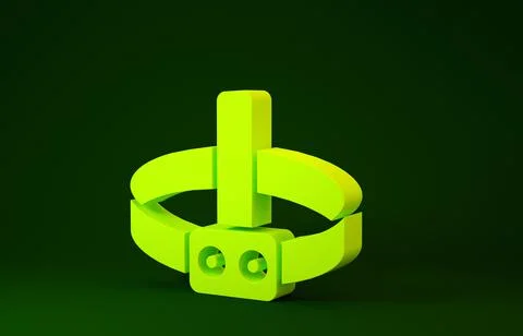 Yellow Head flashlight icon isolated on green background. Tourist head flashl Stock Illustration