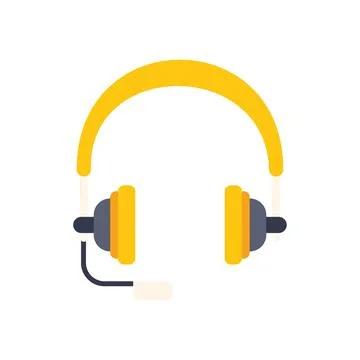 Yellow headset with microphone on white background Stock Illustration