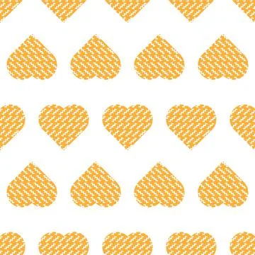 Yellow heart icon seamless pattern. Vector love signs. Gray heart shape. イラスト素材