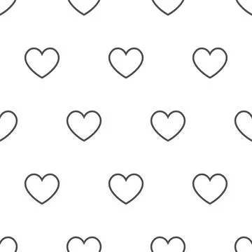 Yellow heart icon seamless pattern. Vector love signs. Gray heart shape. Stock Illustration