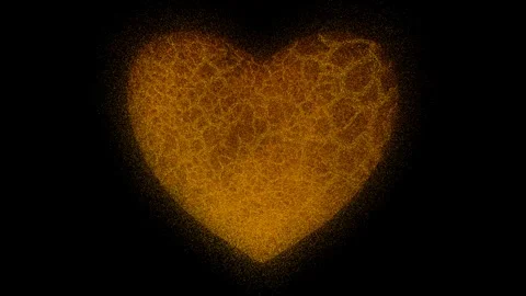 Yellow heart made of small particles on a black Stock Footage 264579491