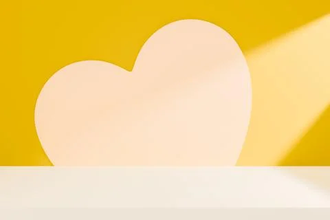 Yellow heart shape background for aesthetic product display Stock Illustration