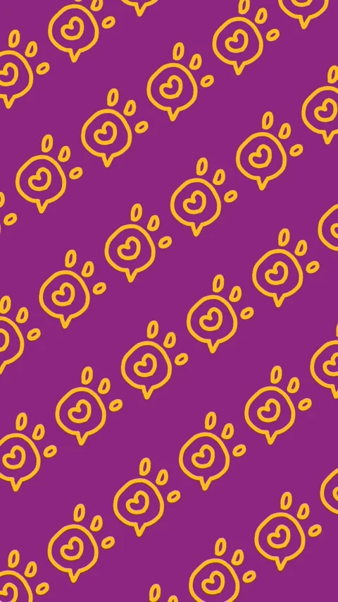 Yellow heart speech bubble doodle seamless pattern on an abstract background Stock Footage 340670255
