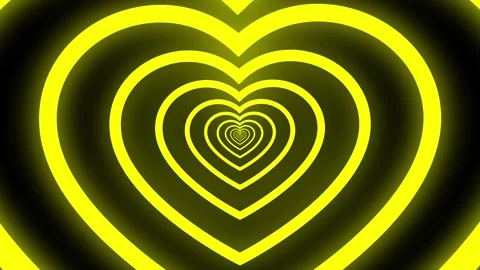 Yellow Heart Tunnel Loop - Abstract Visual Animation Stock Footage 309396422